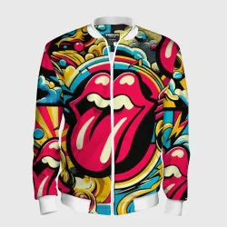Мужской бомбер 3D Rolling Stones logo - pop art pattern