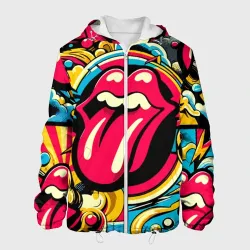 Мужская куртка 3D Rolling Stones logo - pop art pattern