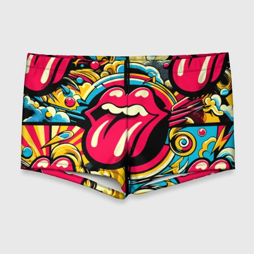 Мужские купальные плавки 3D Rolling Stones logo - pop art pattern