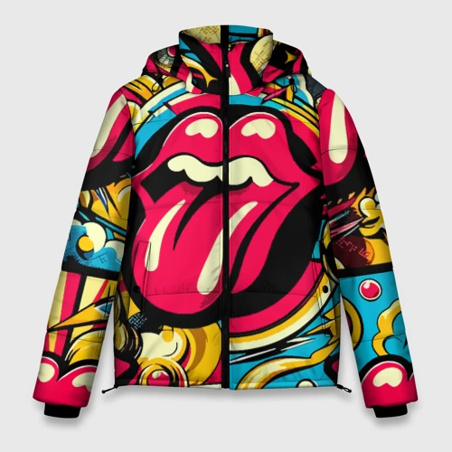 Мужская зимняя куртка 3D Rolling Stones logo - pop art pattern