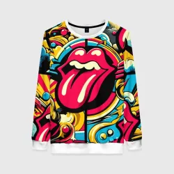 Женский свитшот 3D Rolling Stones logo - pop art pattern