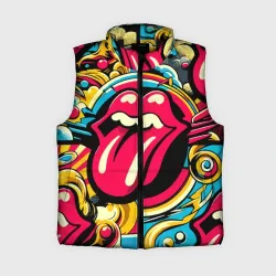Женский жилет утепленный 3D Rolling Stones logo - pop art pattern