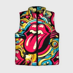Женский жилет утепленный 3D Rolling Stones logo - pop art pattern