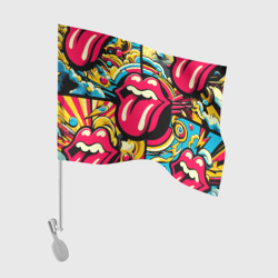 Флаг для автомобиля Rolling Stones logo - pop art pattern