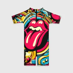 Детский купальный костюм 3D Rolling Stones logo - pop art pattern