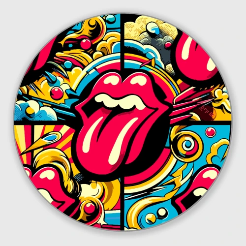 Круглый коврик для мышки Rolling Stones logo - pop art pattern