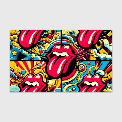 Бумага для упаковки 3D Rolling Stones logo - pop art pattern