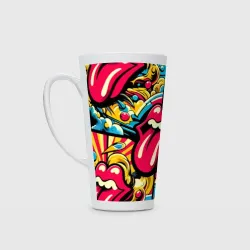Кружка Латте Rolling Stones logo - pop art pattern