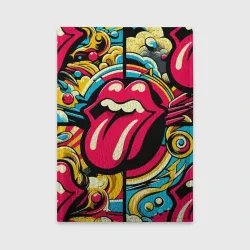 Обложка для автодокументов Rolling Stones logo - pop art pattern