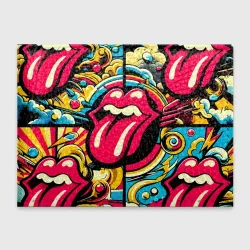 Обложка для студенческого билета Rolling Stones logo - pop art pattern