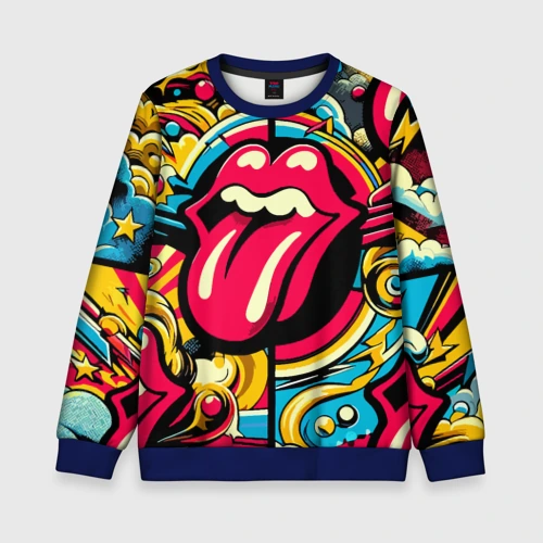 Детский свитшот 3D Rolling Stones logo - pop art pattern
