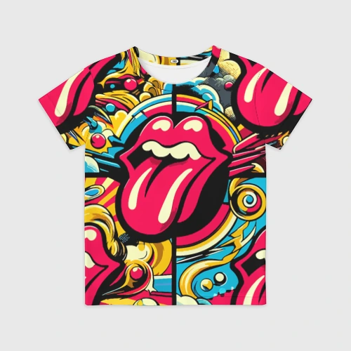 Детская футболка 3D Rolling Stones logo - pop art pattern