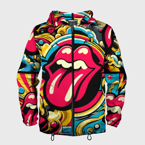 Мужская ветровка 3D Rolling Stones logo - pop art pattern
