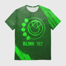 Мужская футболка 3D Blink 182 - green gradient