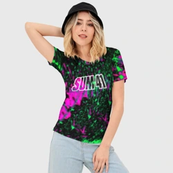 Женская футболка 3D Slim Sum 41 неоновые краски - фото 2