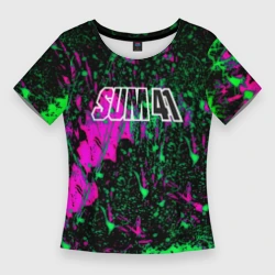 Женская футболка 3D Slim Sum 41 неоновые краски
