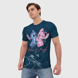Мужская футболка 3D Stitch and Angel - фото 2