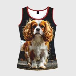 Женская майка 3D Кавалер кинг-чарльз-спаниель на черном