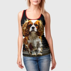 Женская майка 3D Кавалер кинг-чарльз-спаниель на черном - фото 2