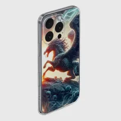 Чехол для iPhone 16 Pro силиконовый с защитой камеры Пегас тёмных сил - нейроарт - фото 2