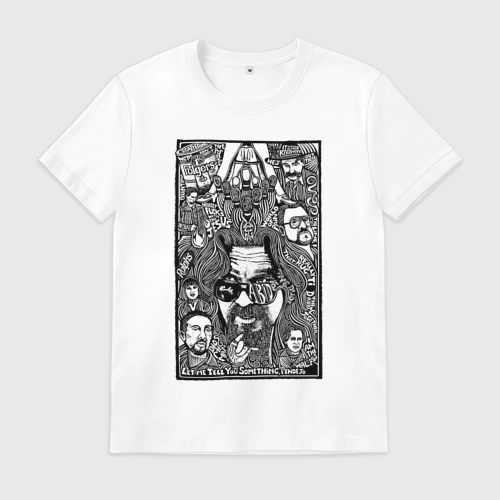 Мужская футболка хлопок с принтом The dude all, вид спереди #2