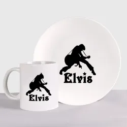 Набор: тарелка + кружка Elvis with guitar 