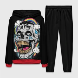 Женский костюм с толстовкой 3D Skull and rainbow - im fine 