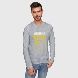 Мужской лонгслив хлопок Годзилла - предупреждение   - фото 2