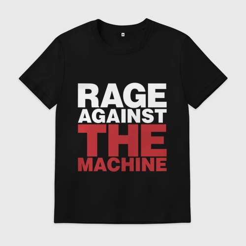 Мужская футболка хлопок с принтом Rage against the machine title, вид спереди #2