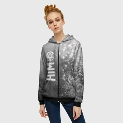 Женская толстовка 3D на молнии HIM - grey gradient по-вертикали - фото 2