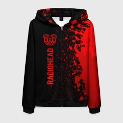 Мужская толстовка 3D на молнии Radiohead - red gradient по-вертикали