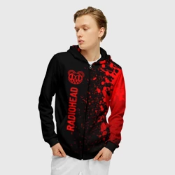 Мужская толстовка 3D на молнии Radiohead - red gradient по-вертикали - фото 2
