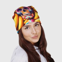 Шапка 3D Цветочный череп среди бананов - нейроарт мексиканский - фото 2