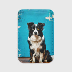 Картхолдер Magsafe магнитный Бордер-колли на синем