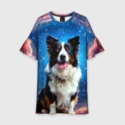 Детское платье 3D Бордер-колли в космосе