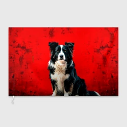 Флаг 3D Бордер-колли на красном