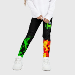 Детские леггинсы 3D Амонг ас огненная текстура - фото 2