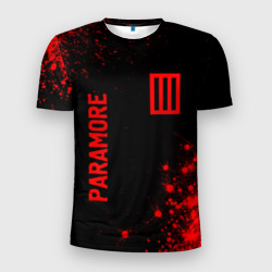 Мужская футболка 3D Slim Paramore - red gradient вертикально