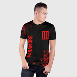 Мужская футболка 3D Slim Paramore - red gradient вертикально - фото 2