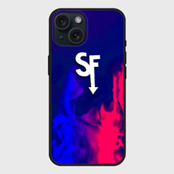 Чехол силиконовый для Apple iPhone 15 матовый Sally face neon flame