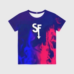 Детская футболка 3D Sally face neon flame