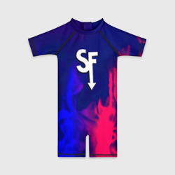 Детский купальный костюм 3D Sally face neon flame