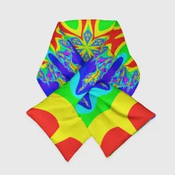 Шарф-пуховик 3D Неоновая психоделика узор
