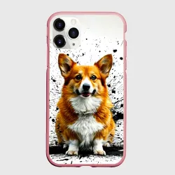 Чехол для iPhone 11 Pro матовый Корги на белом с черным