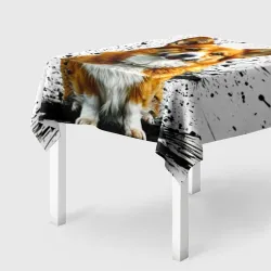 Скатерть 3D Корги на белом с черным