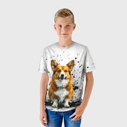 Детская футболка 3D Корги на белом с черным - фото 2