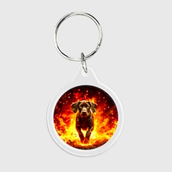 Брелок круглый Курцхаар в огне