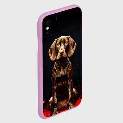 Чехол для iPhone XS Max матовый Курцхаар на черном с красным - фото 2