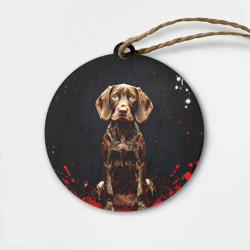 Деревянная игрушка круг Курцхаар на черном с красным