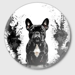 Значок Французский бульдог на белом с черным